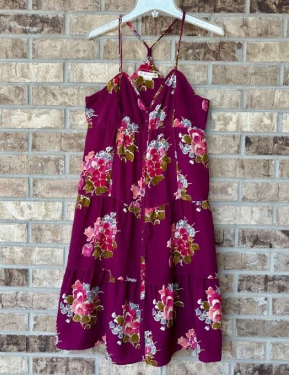 American Eagle Babydoll Dress Sz 4 Women Purple Floral Sleeveless Cottagecre